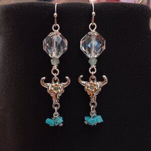 2 for $12 -Gorgeous handmade steer skull earrings!
